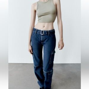 zara cargo denim pants